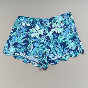 Lilly Pulitzer Shorts Dahlia Scalloped Koalafications Blue Womens XL Pull On